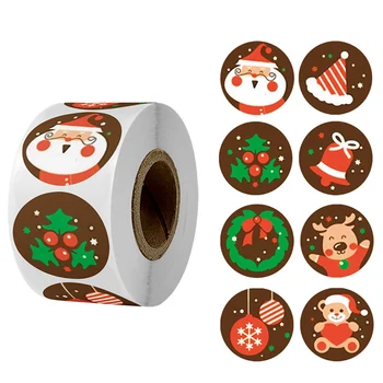 

500pcs Christmas Candy Bag Sealing Stickers Merry Christmas Decor for Home 2020 Christmas Ornaments Xmas Gifts New Year 2021