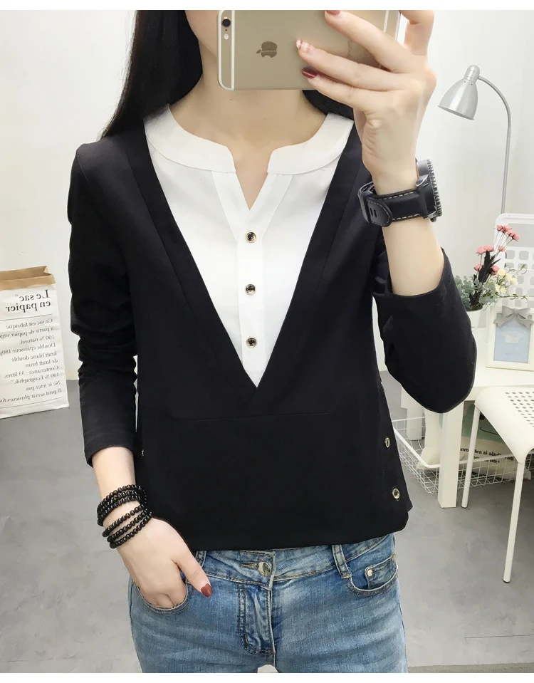 Blusas Mujer De Moda, повседневные весенне-осенние Топы, корейский стиль, женская рубашка с длинным рукавом размера плюс, свободная Bluzka damsk 7896 50