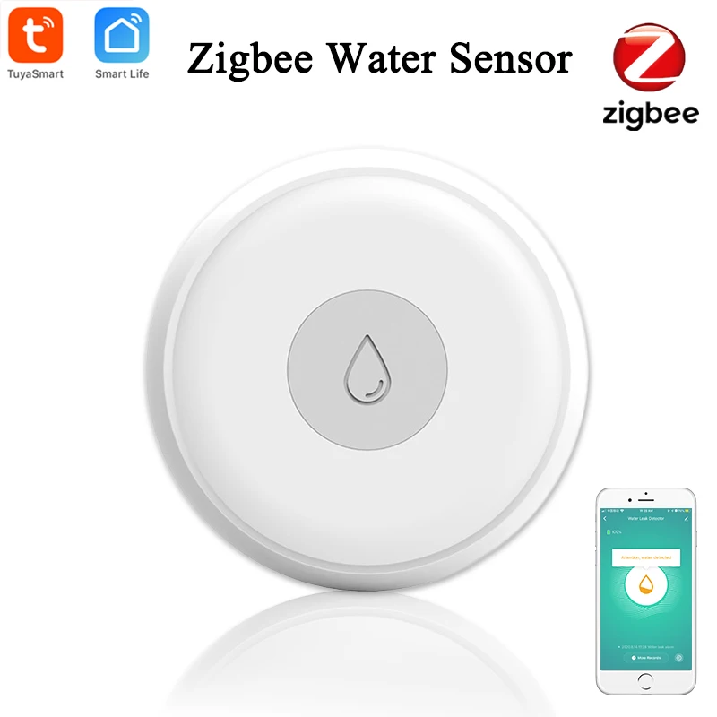 Tuya Smart Zigbee датчик утечки воды беспроводной детектор наводнения умный дом