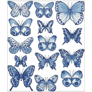 

Blue and blue butterfly patterns Counted Cross Stitch 11TC 14CT 18TC DIY Cross Stitch Kits Embroidery Needlework Sets home decor