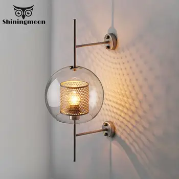 

Nordic Loft LED Wall Lamps Modern Glass Shade Scones Wall Light Gold Iron Kitchen Wall Sconce Lamp Living Room Decorative Lights