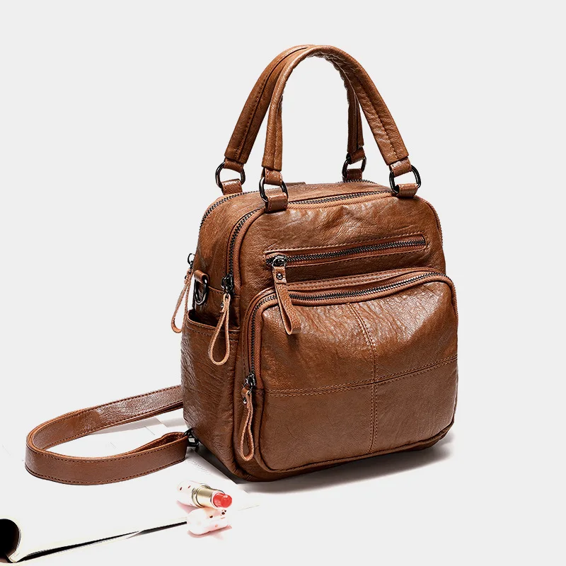 

Leather Backpack Women's 2020 New Style Leather Backpack Casual Shoulder Hand Multi-Purpose WOMEN'S Bag