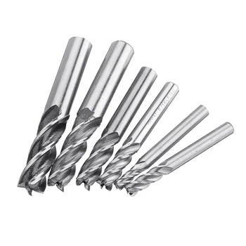 

6pcs 3/16-1/2 Inch Imperial Milling Cutter 4 Flutes Spiral CNC End Mill Cutter Bit Spiral End Mill Woodworking Tool