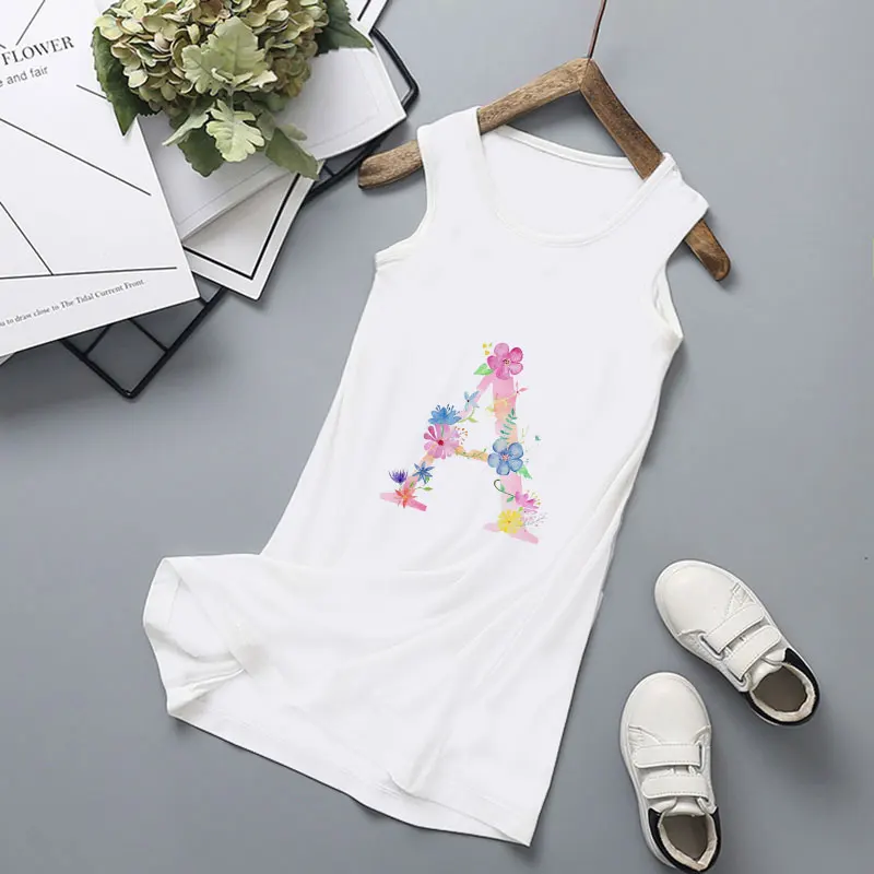 baby doll sleepwear 2021 Baby Girl Dresses Summer 21 Letters Girls Dress Kids Sleeveless Cute Birthday Party Vestidos Kids Clothes Sundress Novelty cool baby nightgown Sleepwear & Robes