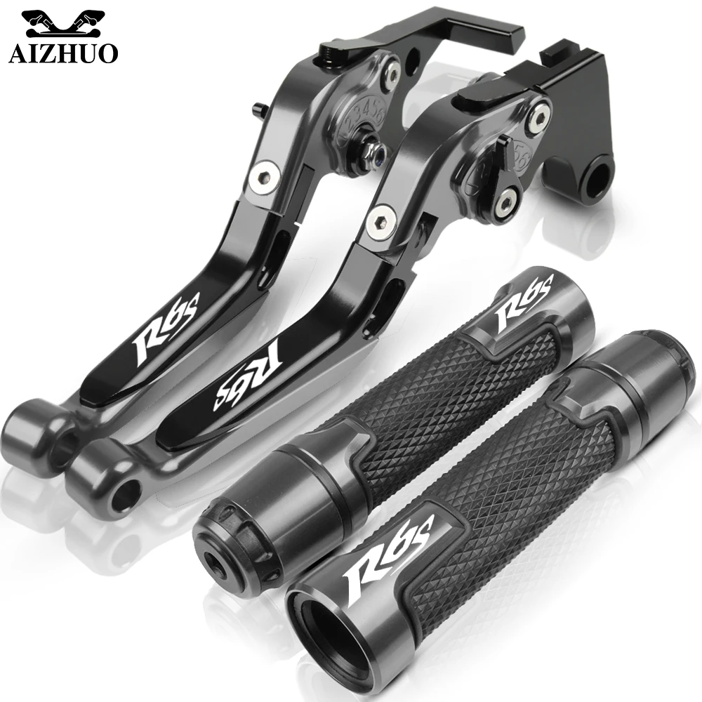 gray1 Brake Clutch Lever FOR YAMAHA R6S R6 S 2006 2007 2008 2009 Motorcycle Adjustable Folding Handle Grips End - Цвет: gray1