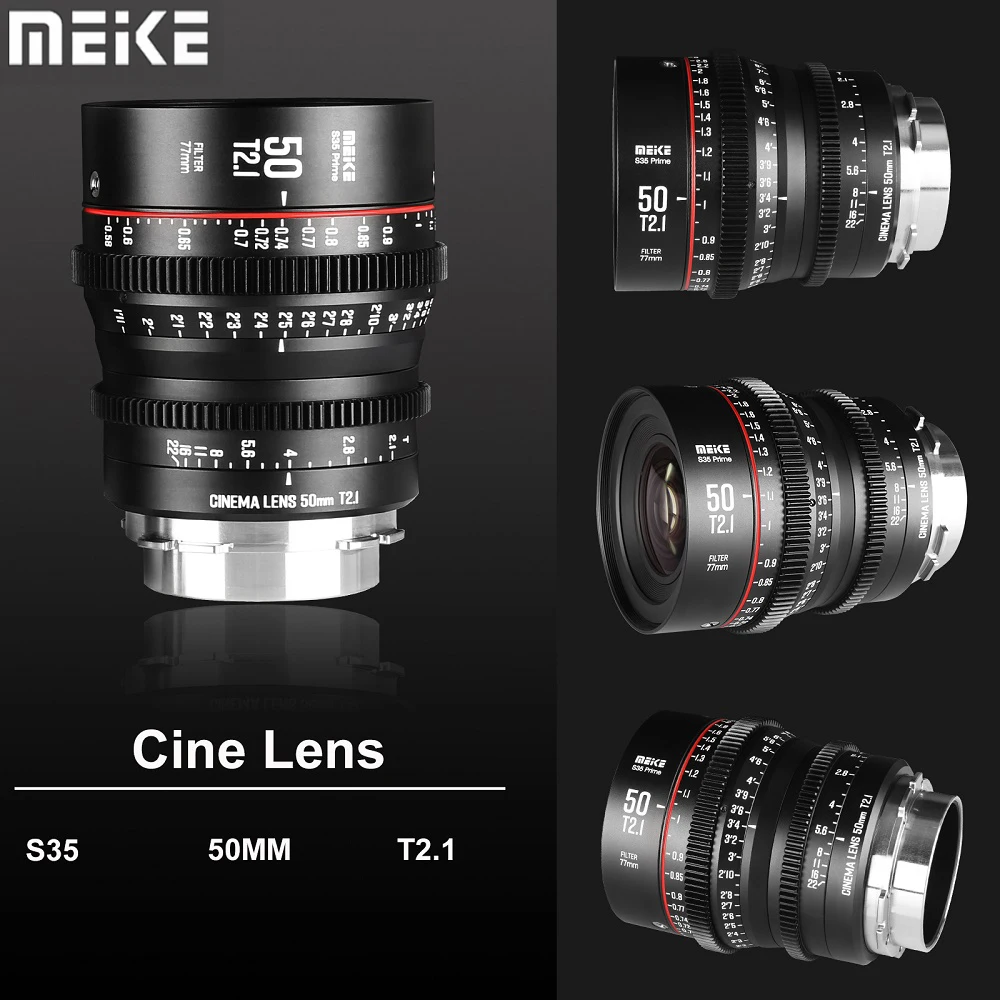 Meike 50 мм T2.1 S35 ручная фокусировка широкоугольный основной кинообъектив для Canon PL