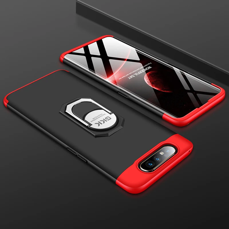 Для samsung Galaxy A80 чехол Роскошный Полный Защитный кольцо магнетизм держатель противоударный чехол для samsung A80 SM-A805F Coque - Цвет: Red Black