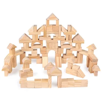 

100 pcs Wooden Children Pile Up Wood Environmental Protection Building Blocks Early Education Toys For Children Christmas Gift