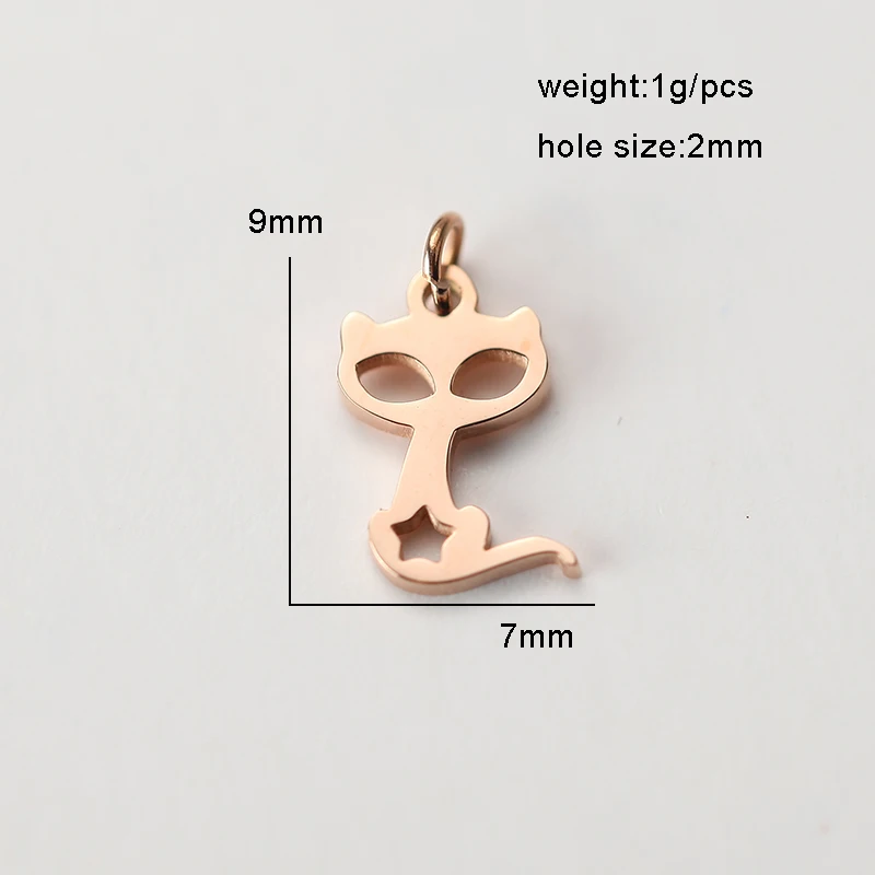

Charms for Jewelry Making Rose Gold Stainless Steel Cute Cat Charm Charms for Diy Bracelet Earring Necklace Accessories
