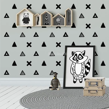 

Triangles and Crosses Wall Decal Set Stickers Nursery Pattern Tribal Children Home Decor Vinyl Girl Boy Room Wallpaper LL992