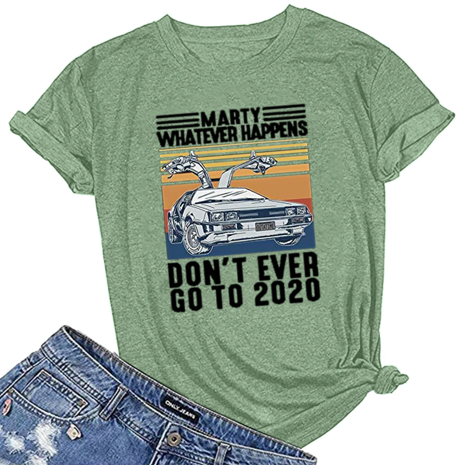 Camisetas con estampado Digital Dont Ever Go to 2020, ropa Hipster para amantes de la conducción, algodón, Back To Future, # GM
