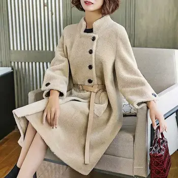 

Women 2020 Winter New Natural Sheep Fur Coat Female Real Sheep Shearling Jacket Overcoats Ladies Lambswool Warm Outerwear L689