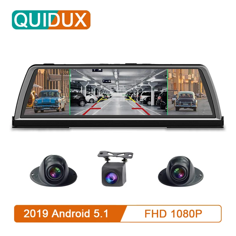 QUIDUX 4 канальный Автомобильный видеорегистратор камеры 10 &quot2g + 32g 8 Core 4G Android gps
