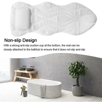

3D Non-Slip Full Body Bathtub Mat Bath Pillow Luxury Cushion Support Your Head Neck Rest