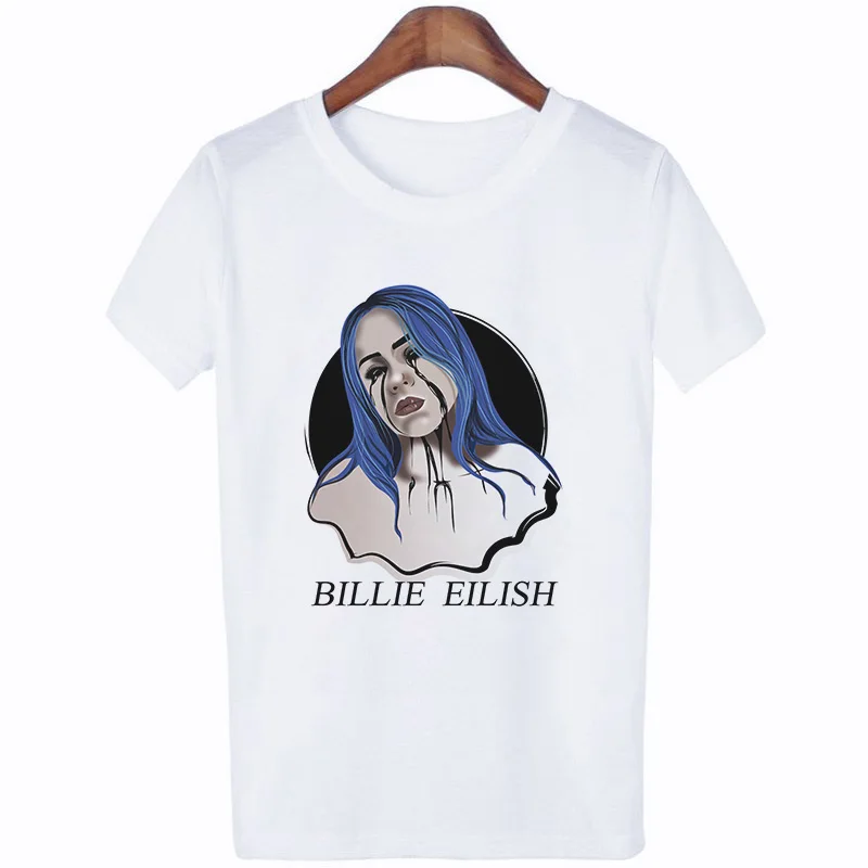 Billie Eilish Футболка женская новая хип-хоп повседневная с круглым вырезом и короткими рукавами летняя футболка высокого качества уличная футболка Топы Футболка - Цвет: 3809