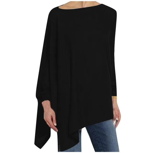 US $6.96 Womens Blouses Solid Color Autumn Long Sleeve Irregular Loose Ladies Tops Comfortable Girl Elegant