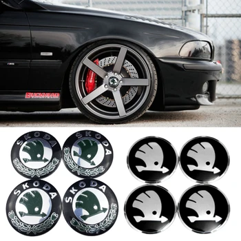 

56MM Wheel Caps Sticker for Skoda Octavia A5 A7 Fabia 1 Superb Kamiq Rapid Yeti Citigo Vision S Kodiak Center Cap for Rims Decal