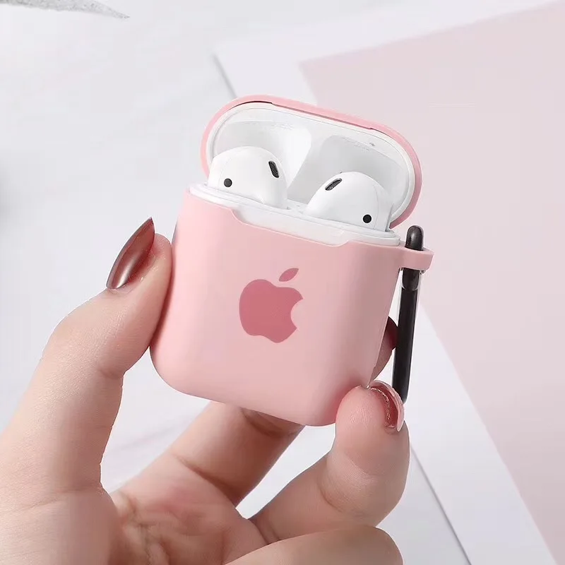 Для Apple AirPods 2 1 Аксессуары для наушников Мягкий силиконовый чехол милый чехол с логотипом с крючками