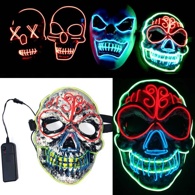 LEDGLE страшная маска для Хэллоуина светящийся светодиодный светильник V пугающая