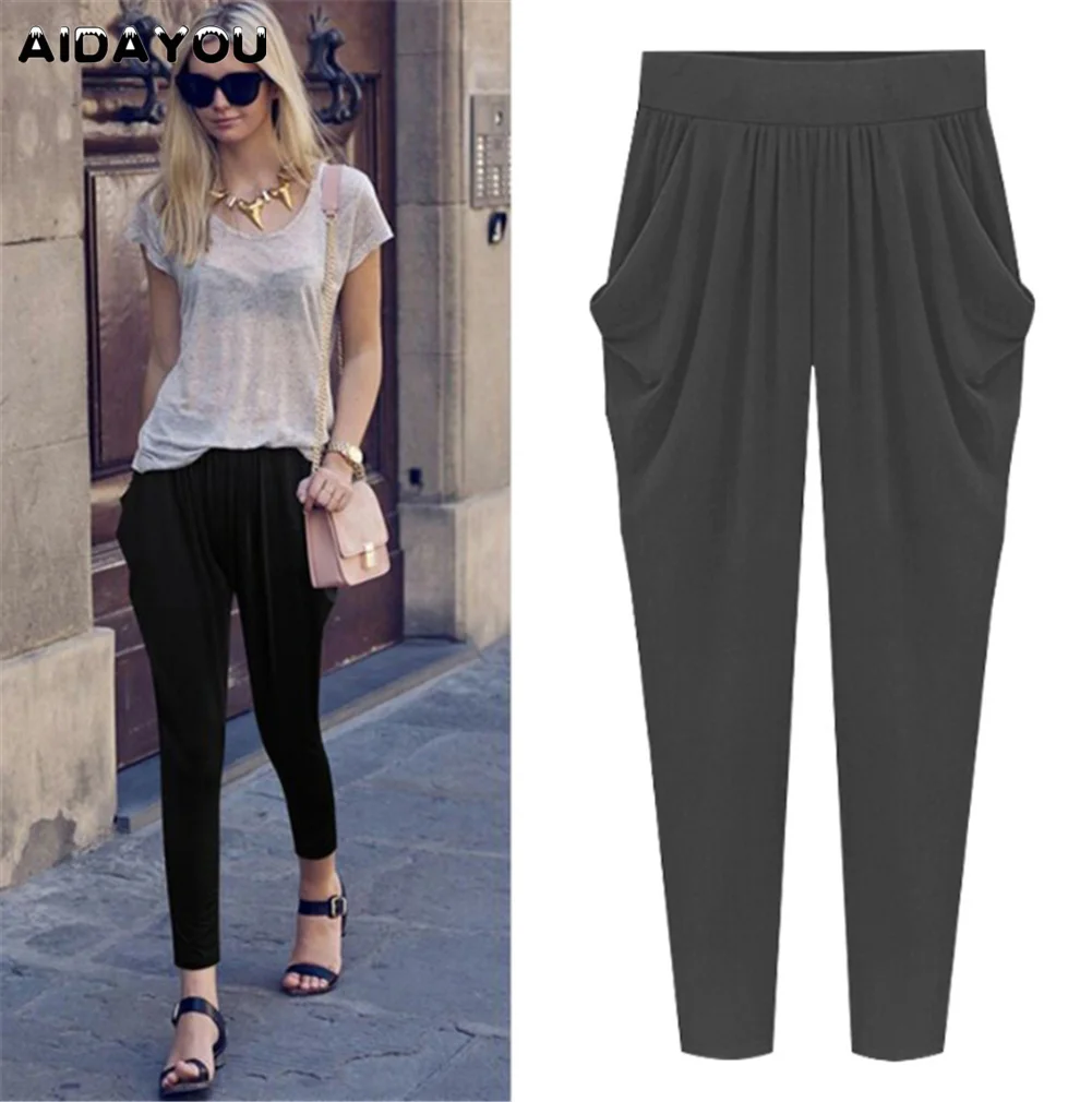 Womens Casual Pants Summer Loose Street Fashion Trousers Stretchy With