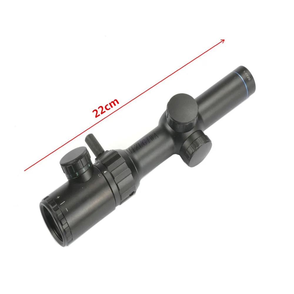 Тактический прицел 1-4x20 прицел Красный Зеленый дальномер с подсветкой BDC Air Rifle Sight Mira Para Охота Caza