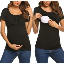 Женский топ для беременных, Одноцветный, для беременных, короткий рукав, многослойный, для кормления, топы, футболка для грудного вскармливания, L401028
