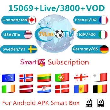 

1 Year IPTV Subscription For Smart TV Enigma2 M3U MAG Android APK For Italy Spain France Canada Europe 15069 live + 3800 VOD