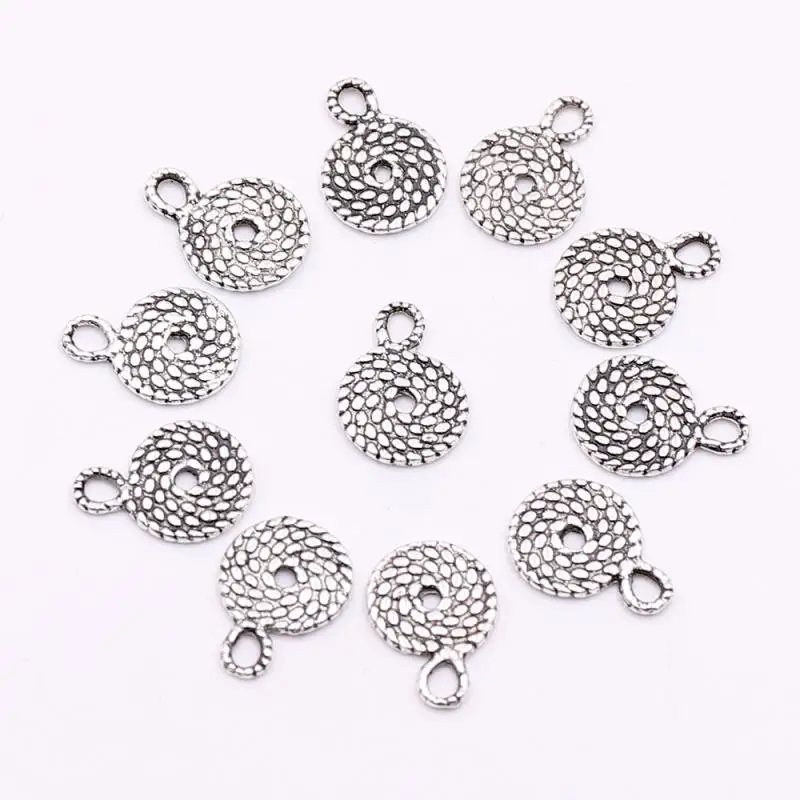 Серебристые металлические круглые шармы для самостоятельного изготовления