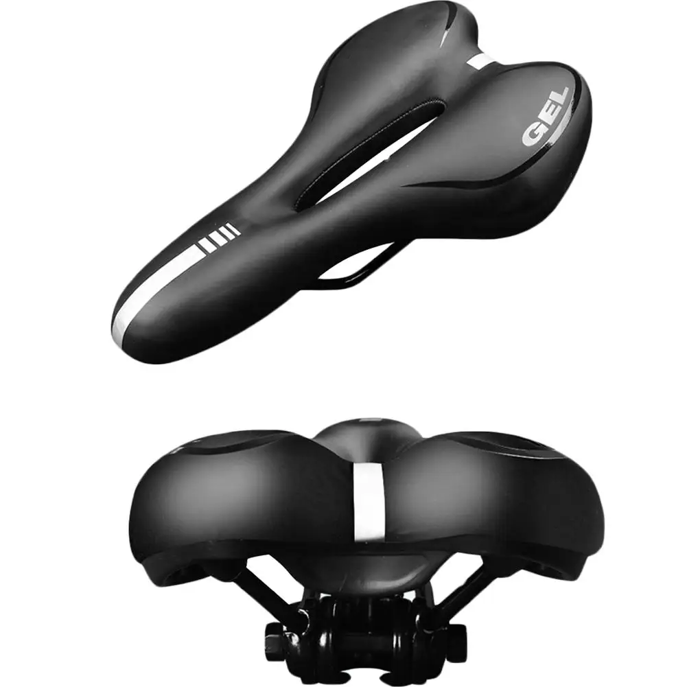 Reflective Shock Absorbing Hollow Bicycle Saddle PVC Fabric Soft Mtb Cycling Road Mountain Bike Seat Bicycle Accessories