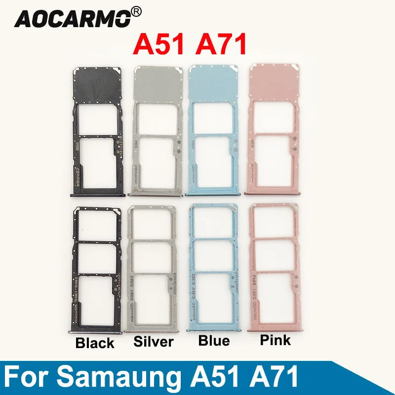 Aocarmo-ranura para tarjeta SIM Dual y única para Samsung Galaxy A51, A71, A515F, SM-A7160, bandeja, pieza de repuesto