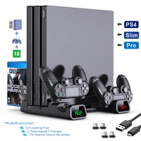PS4/ PS4 Pro/ PS4 Slim Konsole Vertikale Cooling Stand Controller Lade Basis 2 Kühler 10 Spiele Lagerung für sony Playstation 4
