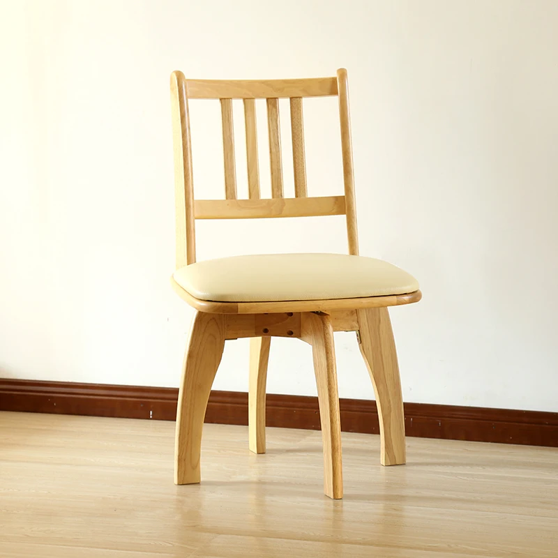 Вращающийся стул из твердой древесины с подлокотниками и спинкой офисный стул домашний современный минималистичный Кожаный Резиновый деревянный стул для учебы - Цвет: 350-2