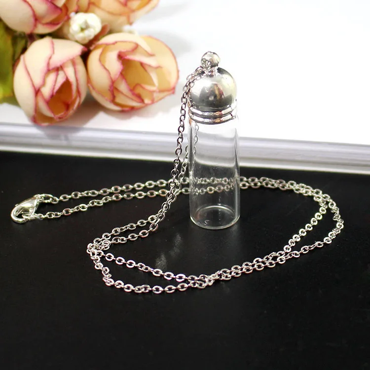 5pcs 아로마 병 펜던트 향수병 키 체인 목걸이 에센셜 오일 병 펜던트 목걸이 Diy 수제 보석 장식 선물