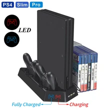 PS4/PS4 Slim/PS4 Pro Vertical стенд с Вентилятор охлаждения Cooler двойной контроллер Зарядное устройство зарядная станция для SONY Playstation 4 ps4 ps4 pro игровая приставка ps 4 sony playstation 4 pro консоли сони