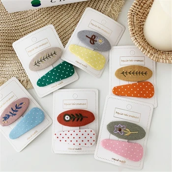 

Kids Small Fresh Wave Point Fabric Hair Clips Girls Flower Hairpin Hairband BB Clips Animal Pattern Hair Styling Accessories