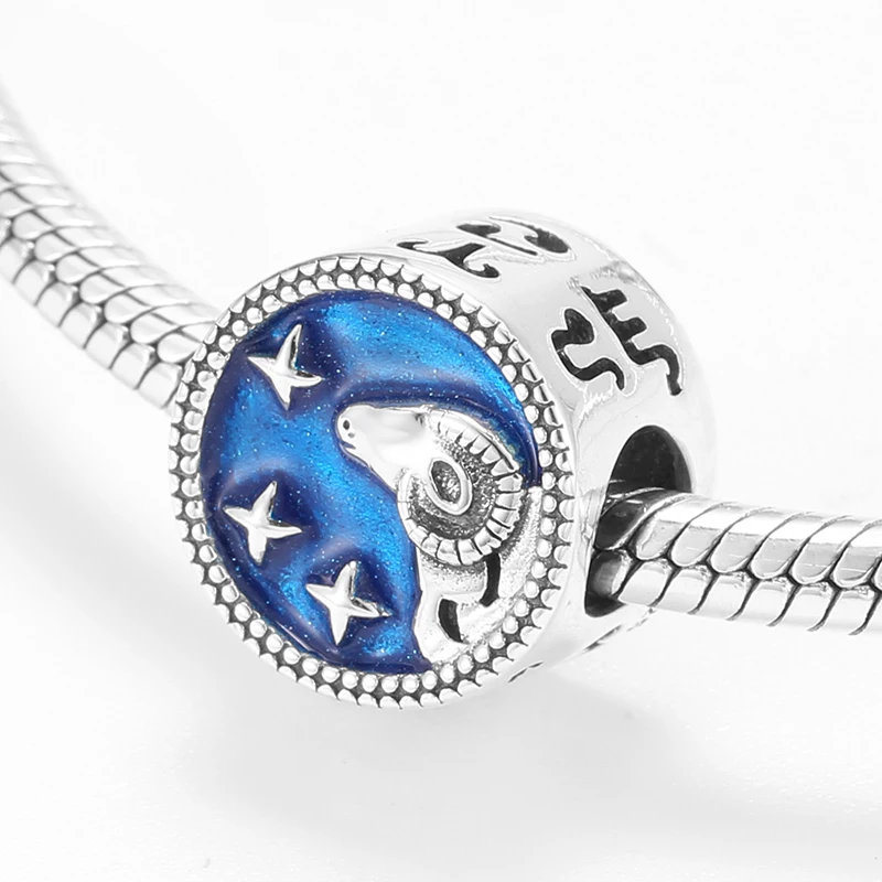 Fashion 925 Sterling Silver Twelve constellations Aries Charm Beads fits Original LYNACCS Bracelets Jewelry Making Birthday Gift | Украшения
