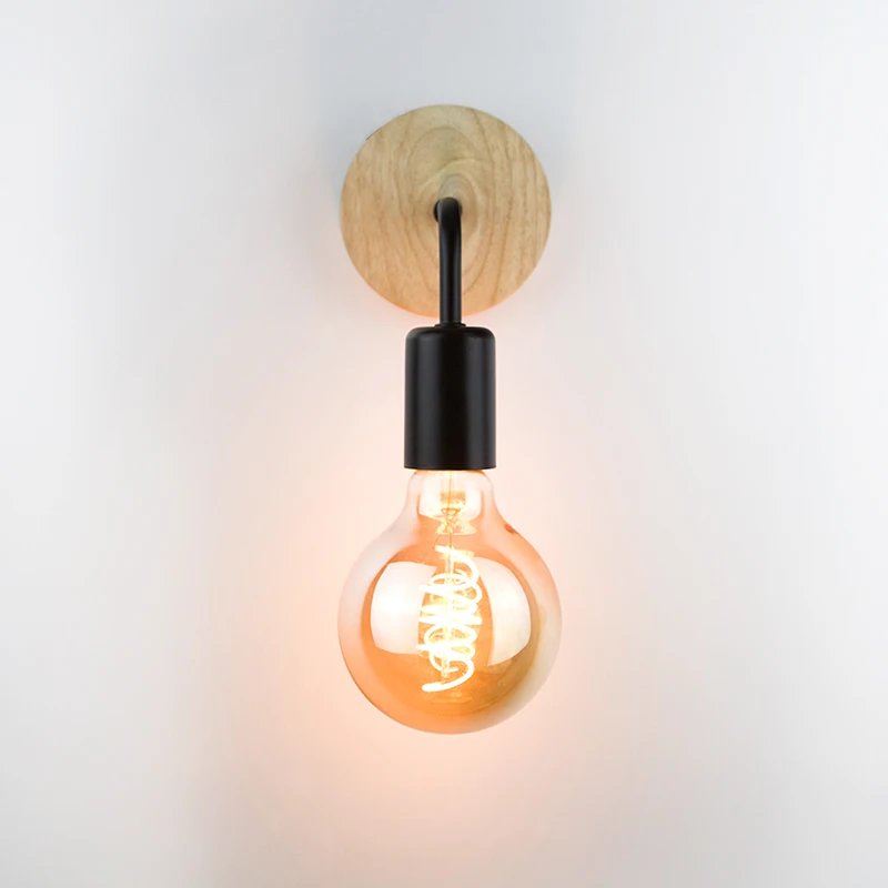 Wood Industrial Loft Wall Lamp Vintage Retro Living Room Home Indoor Sconces Lighting