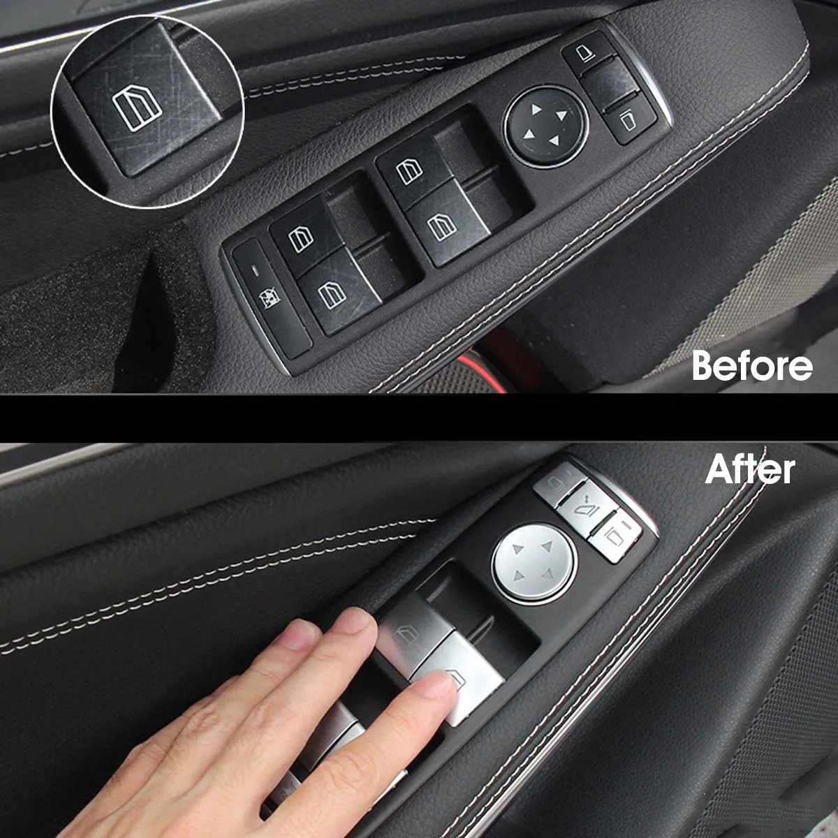 Autoleader для Mercedes-Benz A/B/C W204/EW212 ABS наклейки на стеклоподъемник автомобиля блестки хромированные кнопки переключатель отделка окна лифт крышка