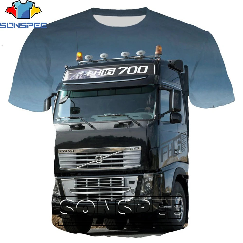 SONSPEE Truck Car 3D Print Hip Hop Men's T Shirt Fashion Harajuku Short Sleeve Funny Logo Men Women Tops Tees Shirts Homme