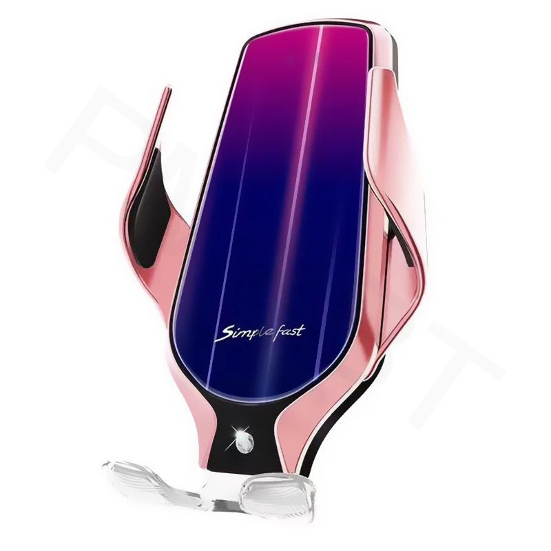 Автоматическое зажимное автомобильное беспроводное зарядное устройство 10 Вт Быстрая зарядка для iPhone 11 Pro XS Max huawei P30 Pro Qi инфракрасный датчик держатель телефона - Цвет: Rose gold