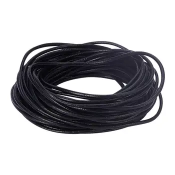 

10m Black Cowhide Round Leather Cords For Bracelet Necklace Jewelry Making