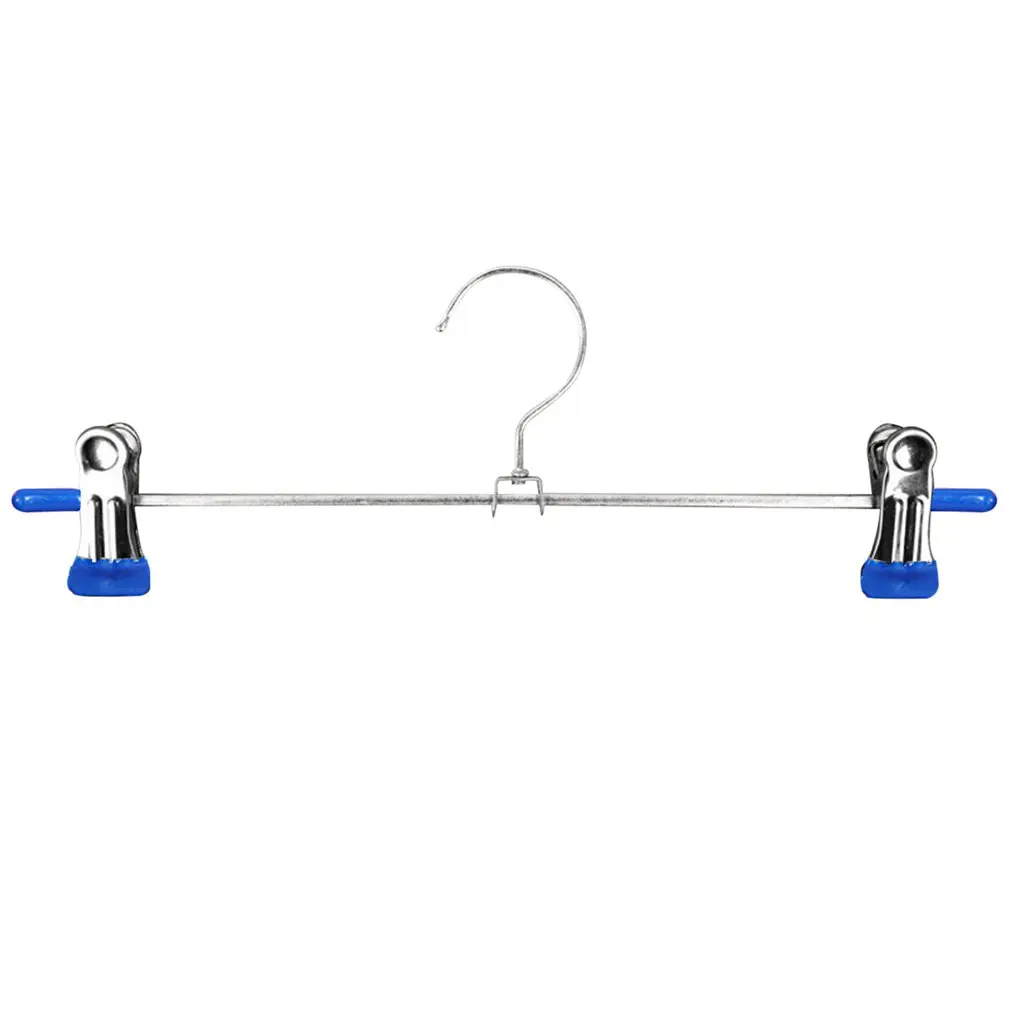 Trouser Pants Skirt Hangers High Quality Stainless Steel Stand Holder With 2 Clips Home Storage Clothes Hangers