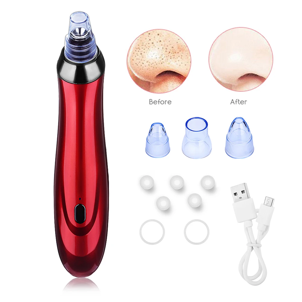 Online Limpiador facial eléctrico aspirador limpiador facial de poros cuidado de la piel removedor de espinillas 4 cabezas de cosmetología + 5 esponjas + 3 nivel de succión