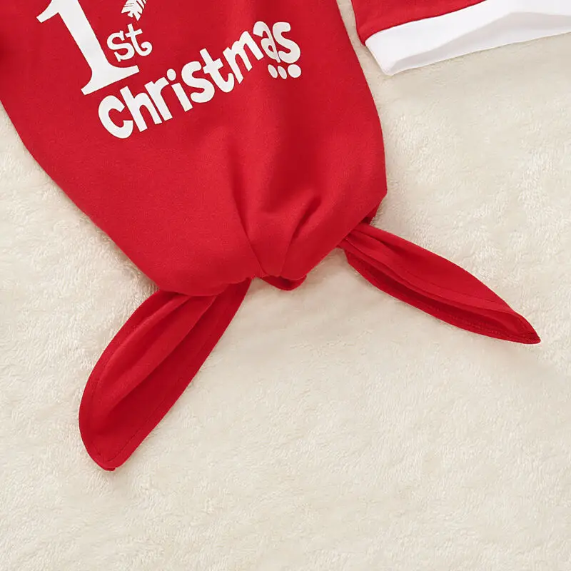 Emmababy комплект из 2 предметов для маленьких девочек на Рождество с длинными рукавами и буквенным принтом, пеленка с принтом Обёрточная бумага Одеяло спальный мешок; шапка; комплект одежды