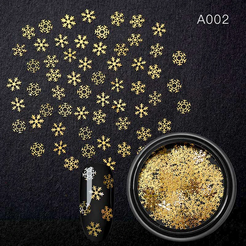 AAS08660 1 Bottle 3D Gold Hollow Christmas Pillette Nail Art Decorations Snowflake Star Mixed Design Glitter Nail Charms Manicure - Цвет: AAS08660