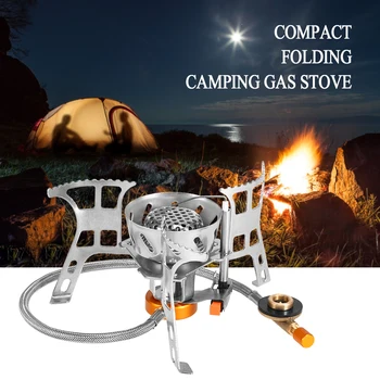

Portable Windproof Camping Gas Stove Outdoor Cooking Stove Foldable Split Burner with Gas Conversion Head Adapter