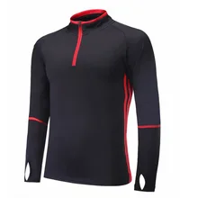 Футболка с длинным рукавом для тренировок по футболу, мужская спортивная куртка с полумолнией для бега и фитнеса, куртка с отверстиями для пальцев, пальто для футбольного матча