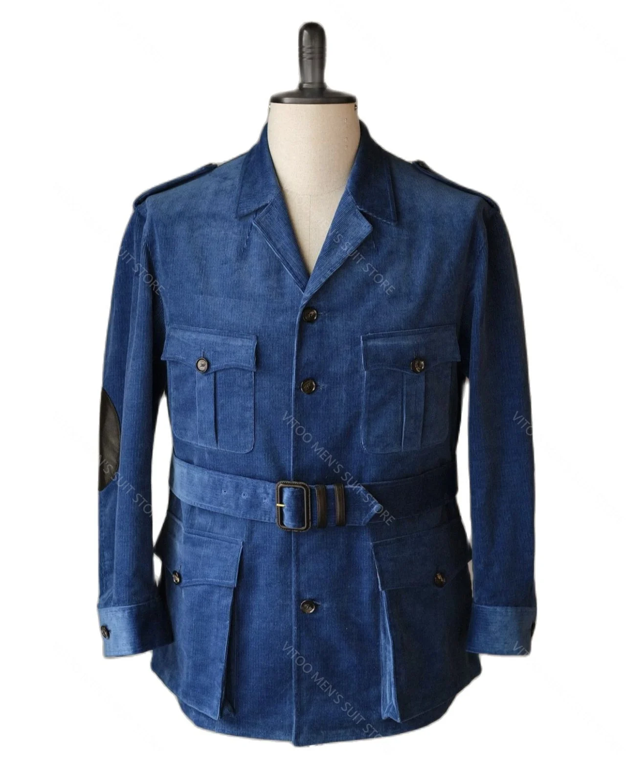 

2023 New Arrival Latest Design Blue Men Jacket Pants Winter/Corduroy Male Blazer Casual With Belt 4pockets/Slim Fit Fashion Coat