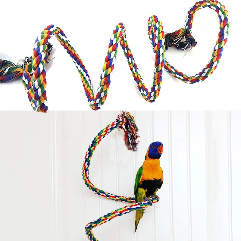 

Parrot Rope Toy Braided Parrot Chew Rope Perch Bird Cage Cockatiel Toy Pet Bird Training Accessories Swing Climbing Supplies