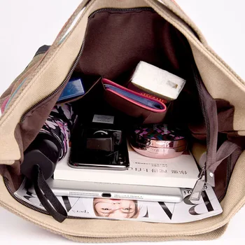 

2019 new color strip portable national wind women's bag canvas dish pockets shoulder diagonal female bag storage decoration